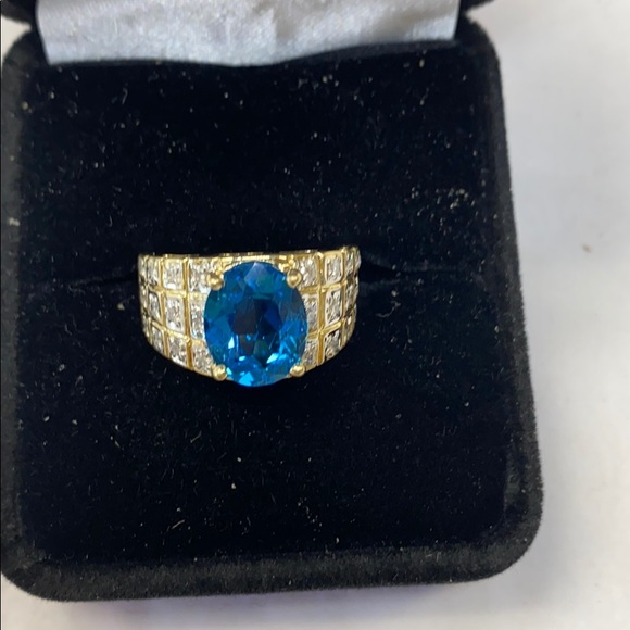 14K blue Lopez & Diamonds Ring - Picture 5 of 8